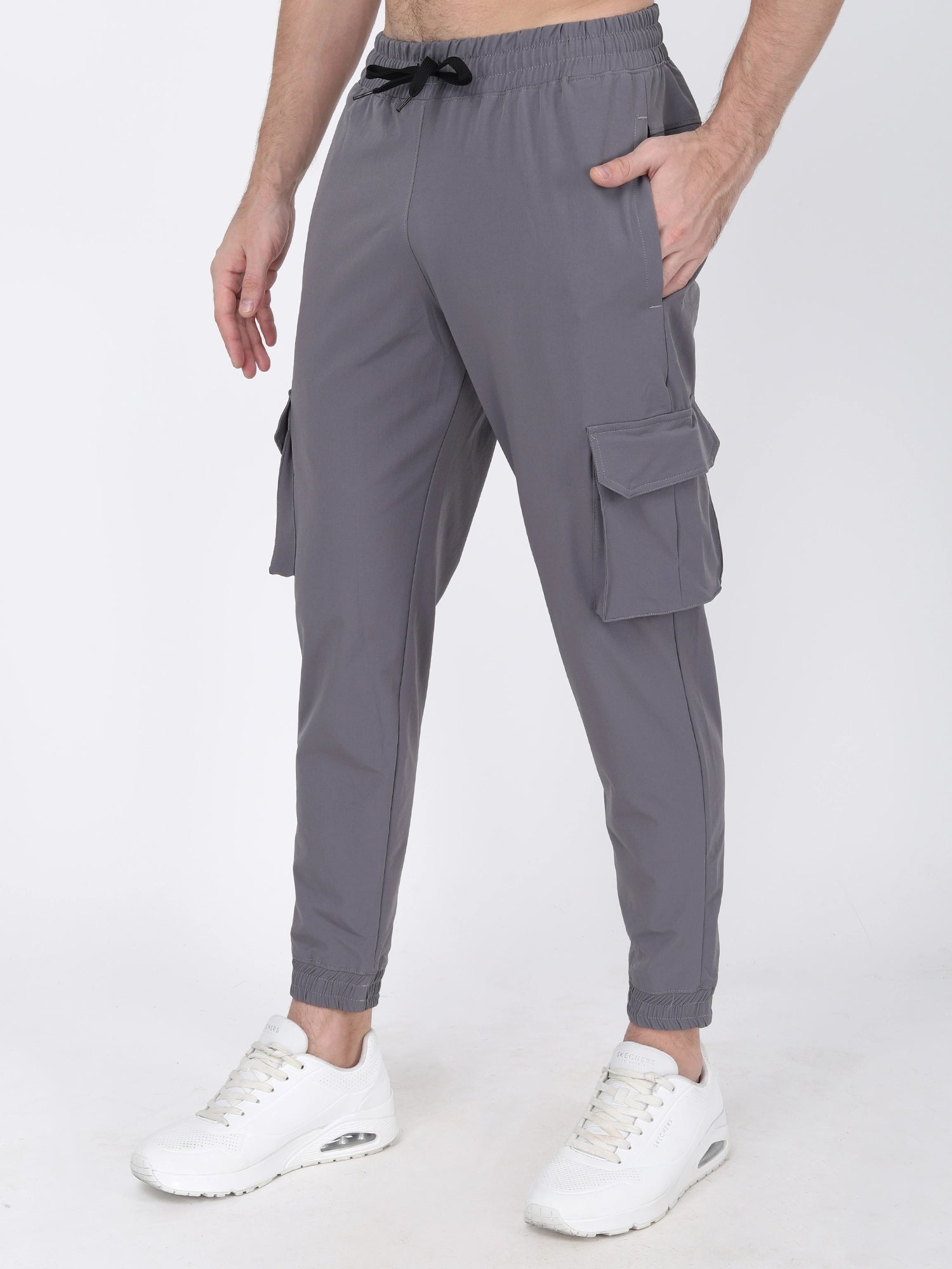 Street Style Panel Trim Patch Pocket Oversized Cargo Jeans - Gray – Trendy  & Unique